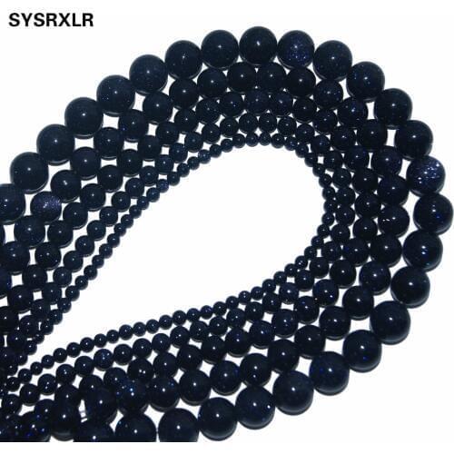 Wholesale 4/6/8/10/12 MM Natural Stone Beads Round Dark Blue Sands Stone Loose Beads For Jewelry Making DIY Bracelets Necklace