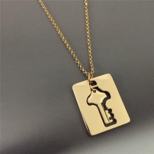 Gold Color Key Chain Necklace Punk 2021 Padlock Key Pendant Necklace Women Girl Fashion Gothic Party Jewelry