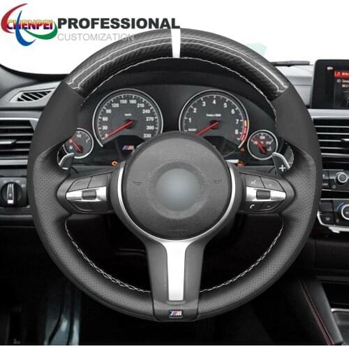 DIY Hand-Sewn Non-Slip Carbon Fiber Leather Suede Steering Wheel Cover For BMW F30 F34 F22 F23 F32 F33 Car Interior Accessories