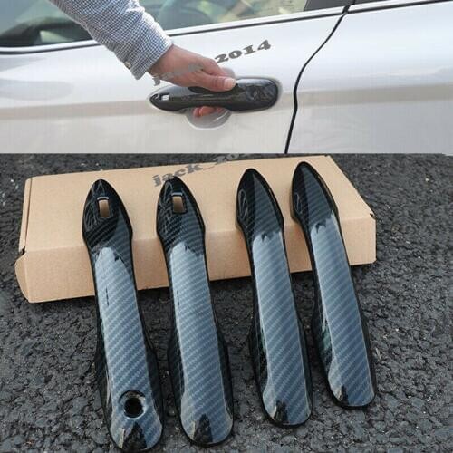 Black Carbon Fiber Side Door Handle Cover Trim For TOYOTA Camry 2018 2019 Accessories