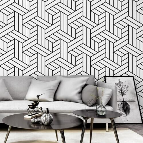 Black And White Plaid Geometric Bedroom Living Room Modern Minimalist Fashion Papel De Parede Nordic Wall Paper