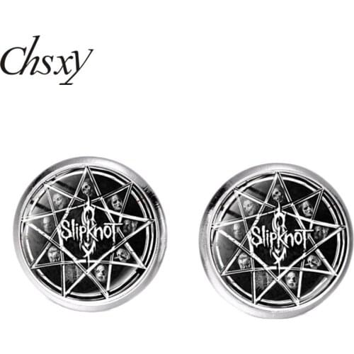 CHSXY Retro Heavy Metal Rock Band Stud Earrings Art Photo Glass Earring Gothic Gift For Men Women jewelry Accessories