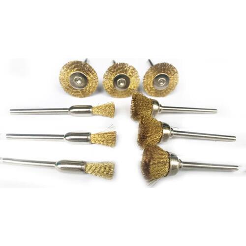 9ps Steel Wire Wheel deburring disc for mini drill dremel tools accessories rotary tool wire Brush burr abrasive head set