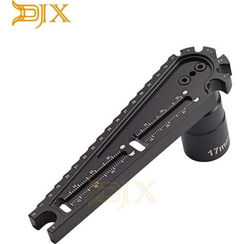 DJX 4 in 1 Multi-Tool 17mm Hub Wrench Chassis Height Adjustment Ruler Screw Length Measurement for RC Model Repair