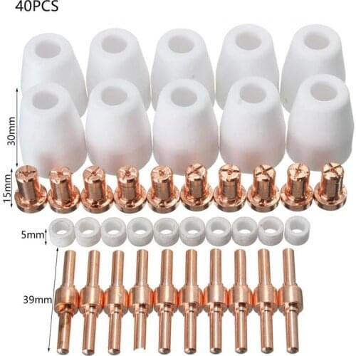 40 PCS Air Plasma Cutting Consumables Cutter Nozzles Tip Torch Welding Electrode Nozzle For PT-31 PT 80 LG-40 Torch Welding Tool