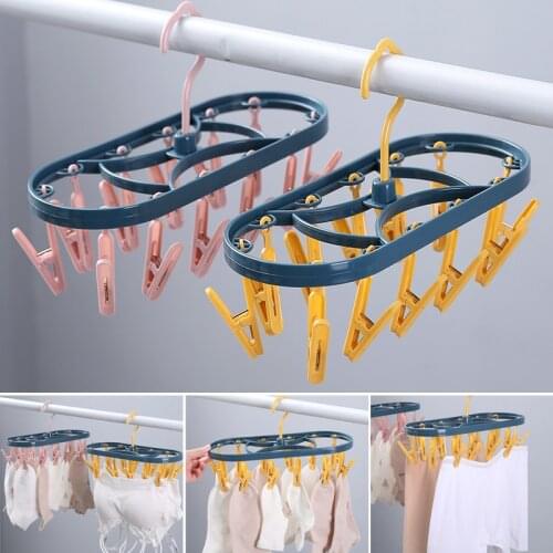 Home Oval Drying Rack Socks Underwear Hanger Foldable Clothes Drying Rack with 12Clothespins for Balcony SDF-SHIP