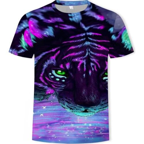 3D animal tiger shirt cool casual mens long-sleeved T-shirt long-sleeved T-shirt Fun T-shirt printing machine T-shirt Large