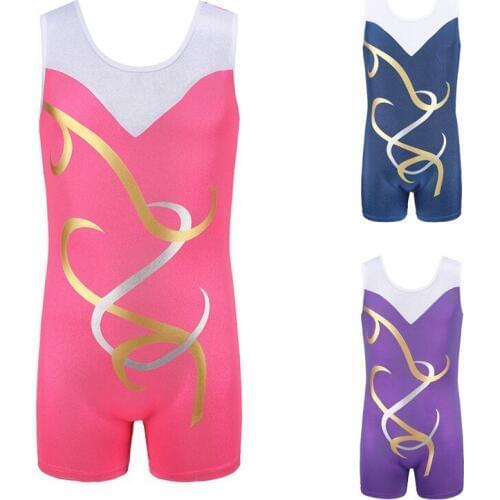 Gymnastics Dancesuit Girls Sleeveless Dance Leotards Child Striped Siamese shorts Costumes Kids Ballet Suits Practice Clothes