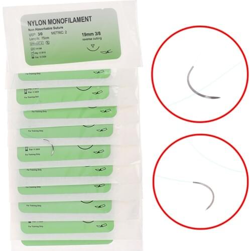 Hot Sale 12 Pcs/Set Medical Needle Suture Nylon Monofilament Thread Suture Practice Kit