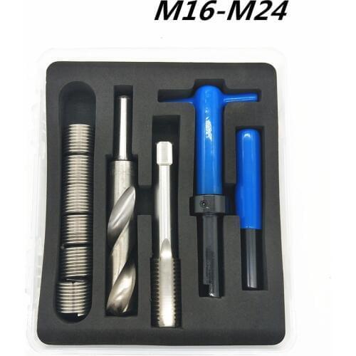 Car Pro Coil Drill Tool Metric Thread Repair Insert Kit M16 M18 M20 M22 M24 for Helicoil Car Repair Tools Coarse Crowbar