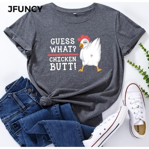 JFUNCY100% Cotton Women T Shirt Short Sleeve T-shirts Female Printing Graphic Tees Women Plus Size Harajuku Shirts Top