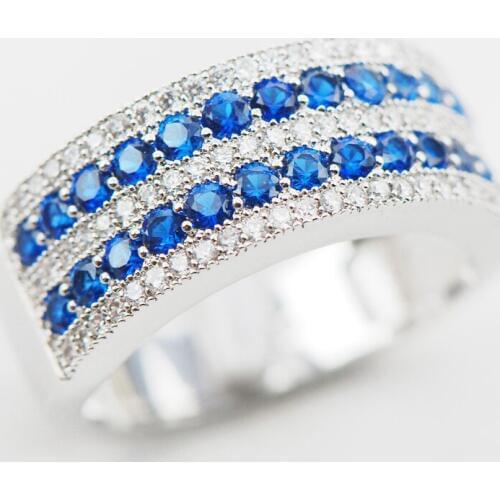 White Blue Crystal Zircon Crystal Zircon 925 Sterling Silver Ring Size 5 6 7 8 9 10 11 12 A29