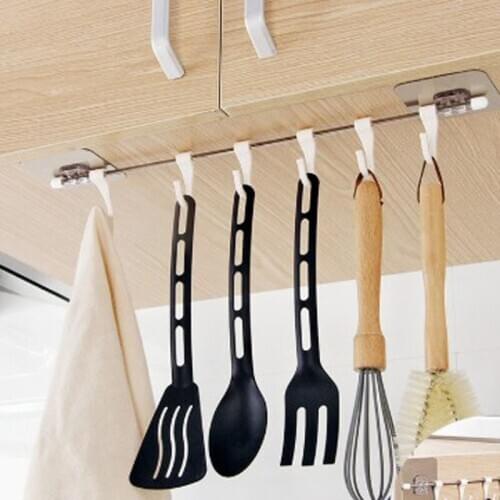 Kitchen Gadgets Cupboard 6 Hook Home Organizer Storage Rack Pantry Chest Tools Wardrobe Towel Rack Storage Shelf