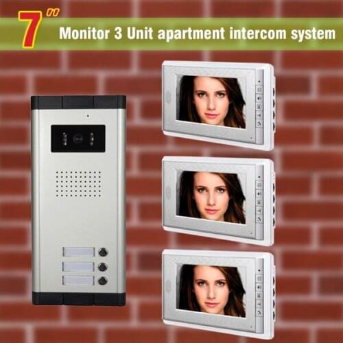 Apartment Intercom System 7" LCD apartment video door phone intercom system Video Intercom Door Bell video intercom 3 apartments