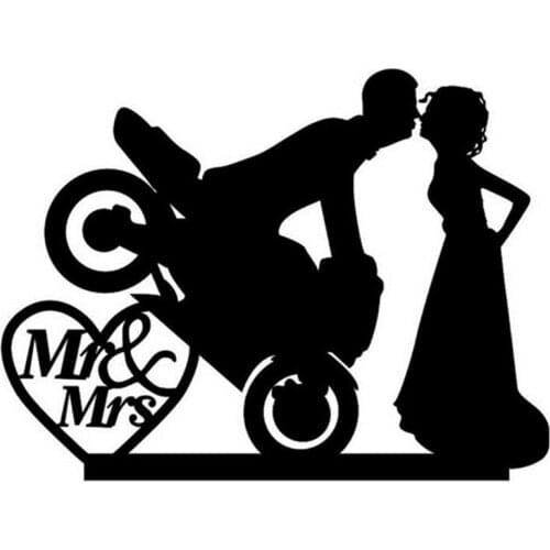Motorcycle Cake Topper Bride And Groom Silhouette Mr And Mrs Acrylic Wedding Cake Decor