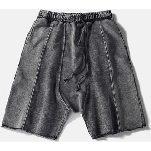 Men Summer Personality Washed Old Vintage Cotton Straight Crotch Shorts Fashion Trend Street Hip Hop Casual Loose Sports Shorts