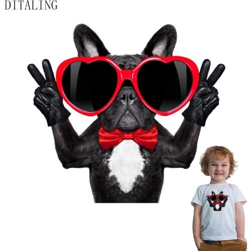 Funny Dogs Stickers On Clothes Boys Kids Iron On Patches For T-Shirt Jeans DIY Heat Transfer Sticker Animal Patches Appliqued