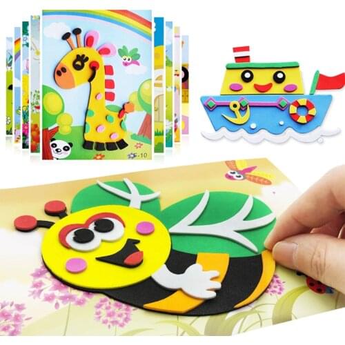 QWZ New 10pcs 5Pcs 3D EVA Foam Sticker Puzzle Game DIY Cartoon Animal Learning Education Toys For Children Kids Birthday Gifts