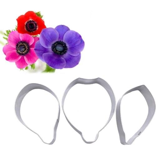 Wholesale 10 Sets(3 pcs/set) Anemone Petal Set Stainless Steel Candy Biscuit Cookie Cutters Fondant Cake Decorating Tools