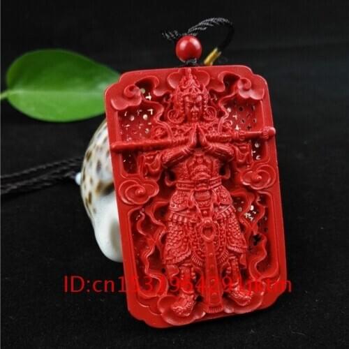 Jewellery Red Gifts Carved Pendant Amulet Charm Monkey Necklace Organic Woman Chinese Cinnabar King Hand Natural Fashion