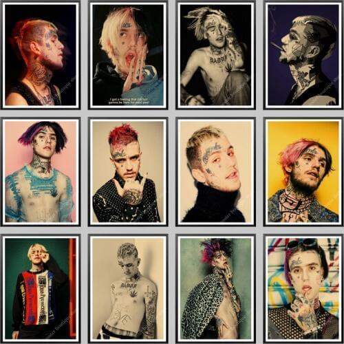Hip Hop Rapper Lil Peep Poster Wall Stickers Vintage Kraft Paper Poster Prints High Quality For Living Room Home Decor