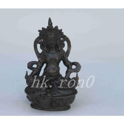 Elaborate Chinese Buddhist Copper Land Buddhist monk Dzambala God Statue