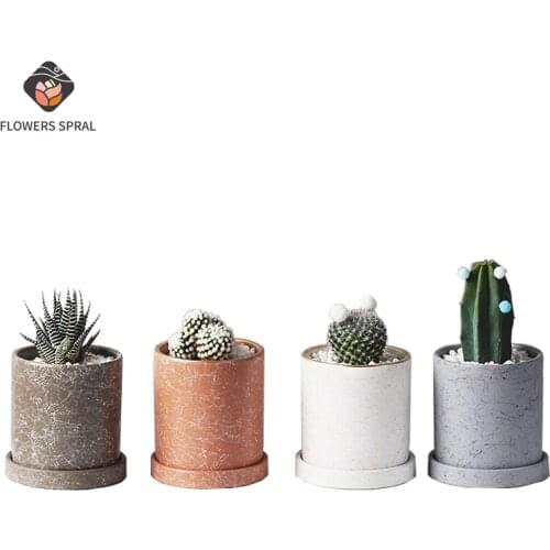 Simple Flower Pot Planting Succulents Flower Pot With Tray Office Decoration Garden Modern Home Decoration Flower Pot With Tray