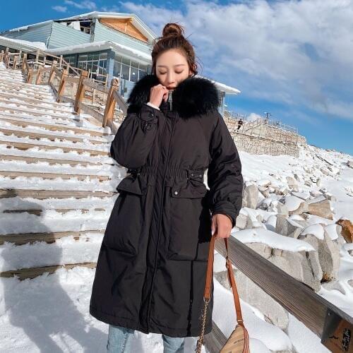 Women Down Jacket New Winter Coat Big Real Fur Collar Women Long Paragraph Thickening Warm Hooded for Female Parka Slim Solid