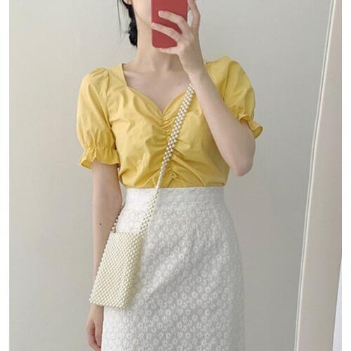 Retro French Niche Design Feels Thin, Puff Sleeve Shirt, Pullover Shirt 2020