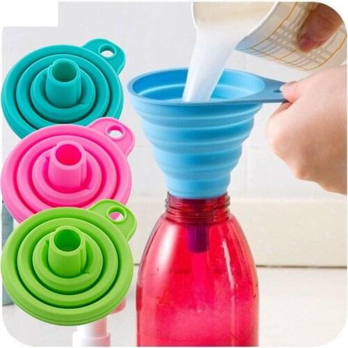Silicone Folding Funnels Kitchen Tools Kitchen Accessory Foldable Funnel Mini Silicone Collapsible Portable Funnel
