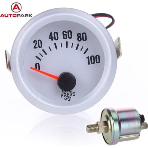 Standard Oil Pressure Meter Gauge with Sensor for Auto Car 2Inch 52mm 0~100PSI Blue LED Light Universal Car Instrument