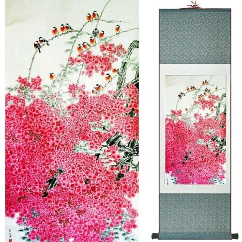 Traditional silk art painting birds and Water lily Chinese Art Painting Home Office Decoration Chinese painting2019071913