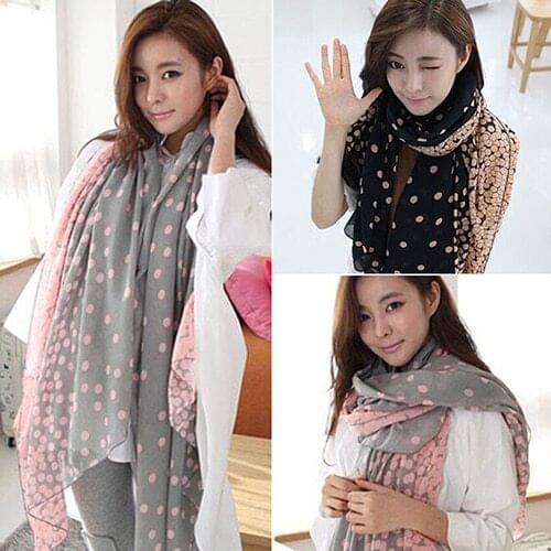 Arrival Womens Long Candy Gradual Color Round Dots Scarf Shawl Stole Soft Scarves 6YUO