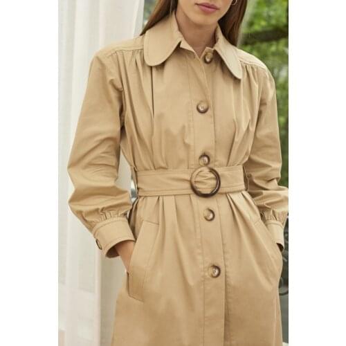 Waistband Trench Coat Women Trench 2021 Autumn and Winter New Long Khaki Classic