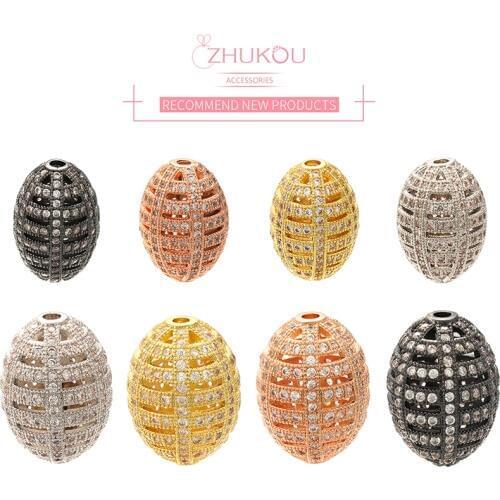 ZHUKOU 15x20mm high quality fashion oval crystal hollow spacer beads bracelet necklace making findings accessories model:VZ211