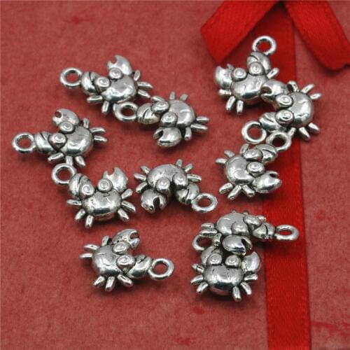 10PCS Pendant Women Girls Gifts Crab-Shaped Lucky DIY Loose Finding Accessories Copper Alloy Metal Jewelry Making Design 12x15mm