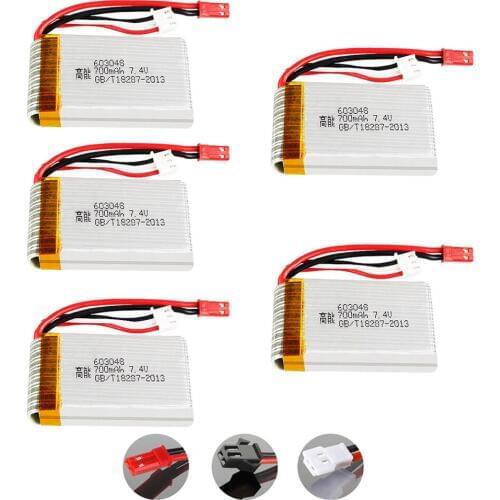 5PCS/lot 7.4V 700mAh Lipo Battery For MJXRC X600 F46 X601H JXD391V FT007 LH-X6 X5 X3 X3N RC helicopter toys parts 7.4V 2S 603048