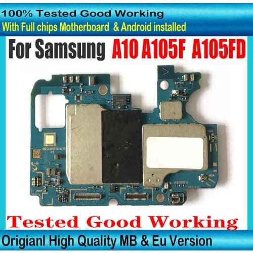 HHX Original Motherboard for Samsung Galaxy A10 A105F A105FD A105M A105G 1/2 SIM motherboard Unlocked mainboard 32GB Logic Board