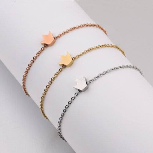Stainless Steel Crown Bracelet for Women Hand Chain Jewelry