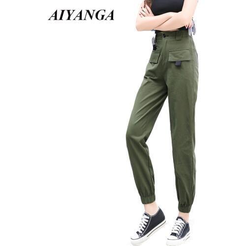 BF Style Cargo Pants Women Autumn Winter 2018 High Waist Trousers Casual Harem pants Big Size Female Elastic Waist S M L XL