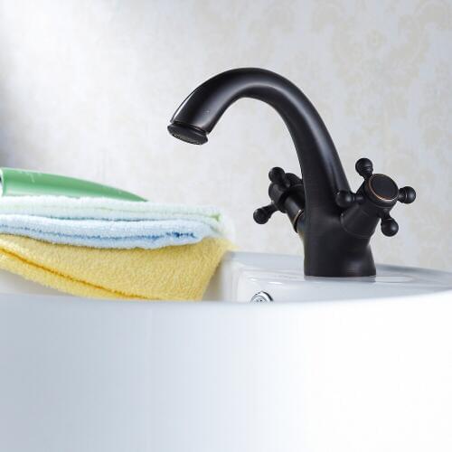 C black bronze faucet wholesale Full copper basin undercounter basin faucet hot and cold faucet hands round