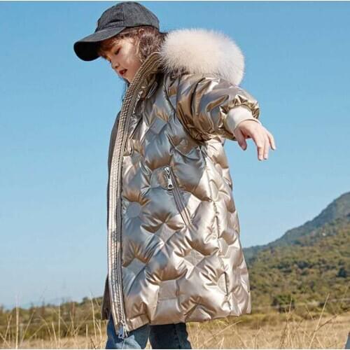 Plus Thick Warm Winter Fur Hoodies Jacket Outerwear 3 Colors Children Down Coat For 6 8 10 12 13 Yrs Teenage Baby Girls Parkas