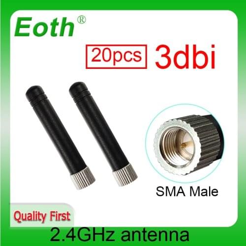 20pcs/lot wholesale 2.4GHz antenna wifi SMA Male connector 3dbi wifi antenna 2.4 ghz antenne antena Small size wi fi aerial