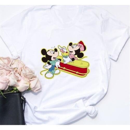 Disney Mouse Mickey Minnie T Shirt Women T-shirt Clothes Funny Graphic Tshirts Womens Clothing