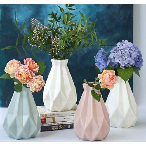 Geometric Vases Modern Plastic Minimalist Style Flower Pot Decoration For Home Decoration Living Room Table Ornament Gifts