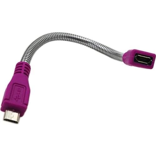USB 2.0 Micro male plug to USB Micro female Jack extension flexible metal stand cable 15cm