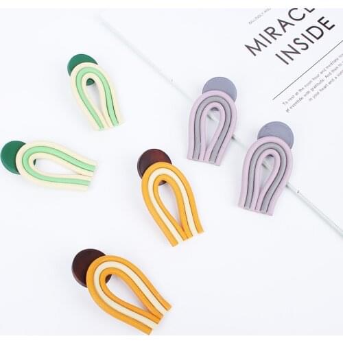 JID Unusual Women Stud Earrings Bohemian Rainbow Handmade Wooden Beads Earrings Colorful Fashion Rubber Jewelry 2021 Trend Gift