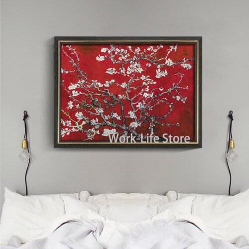 Vincent Van Gogh Originality Red Apricot Blossom Oil Painting Reproductions Canvas Posters Print Wall art Picture home decor