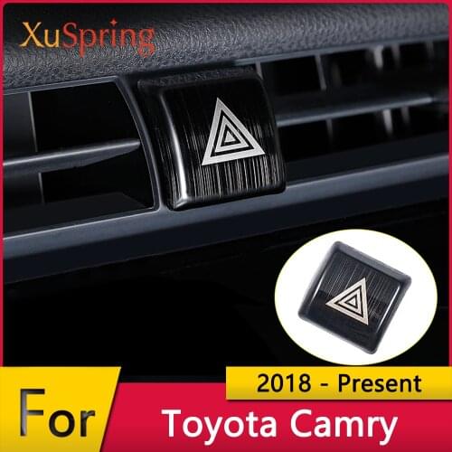 Car Interior Emergency Light Lamp Switch Warning Button Trim Cover Sticker For Toyota Camry XV70 2018 2019 2020 2021 Accessories