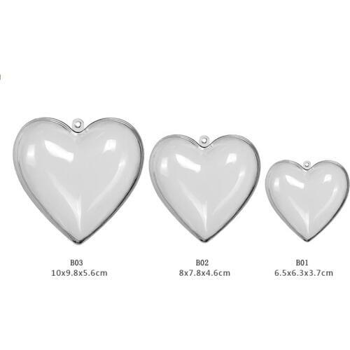 Flower Preservation Container Transparent Plastic Hollow Heart Shape Ball Candy Box for Christmas Tree Hanging Home Decor